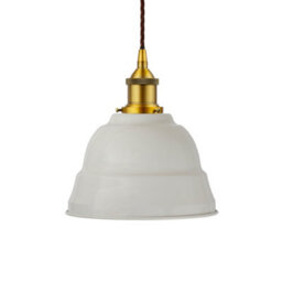 Pale Grey Lincoln Painted Dome Pendant Light With Antique Gold Lamp Holder And Brown Twisted Cable - Se Home