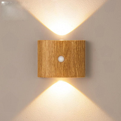 Amorly Wiring Free Rechargeable Wall Light, Wireless Bedside Ambience Night Lamp, Stairway Motion Sensor Light (Wood Grain) - image 1