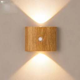 Amorly Wiring Free Rechargeable Wall Light, Wireless Bedside Ambience Night Lamp, Stairway Motion Sensor Light (Wood Grain) - thumbnail 1