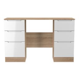 Messina Gloss Bardolino Oak Effect 6 Drawer Non-Extendable Desk (H)785mm (W)1254mm (D)386mm - thumbnail 2