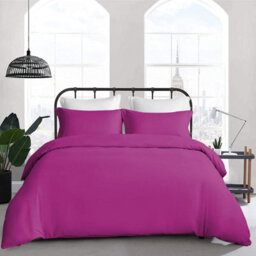 Ameha Plain 3-Piece Duvet Purple Quilt Cover Breathable Microfiber Reversible Super King Set With Pillowcase 260 X 220 Cm - thumbnail 3