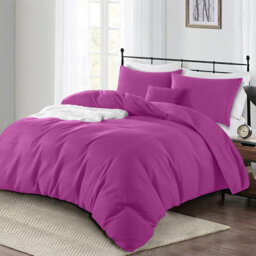 Ameha Plain 3-Piece Duvet Purple Quilt Cover Breathable Microfiber Reversible Super King Set With Pillowcase 260 X 220 Cm - thumbnail 2