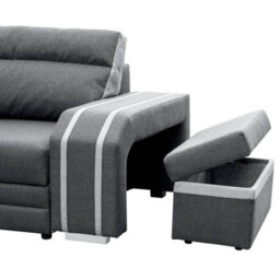 Avatar Corner Sofa Bed With Ottoman And Side Bar Upholstered Back Loose Cushions 300X200X90Cm 145X220Cm Grey And Light Grey Left - thumbnail 3