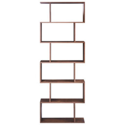 Beliani 6-Tier Bookcase Dark Brown Melamine Open Back, Irregular Design, W70 X D24 X H191Cm - thumbnail 1