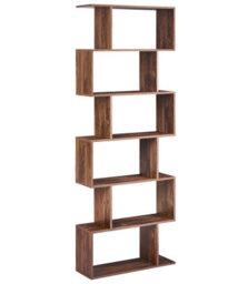 Beliani 6-Tier Bookcase Dark Brown Melamine Open Back, Irregular Design, W70 X D24 X H191Cm - thumbnail 3