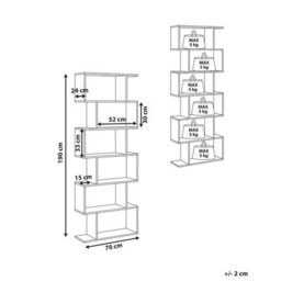 Beliani 6-Tier Bookcase Dark Brown Melamine Open Back, Irregular Design, W70 X D24 X H191Cm - thumbnail 4