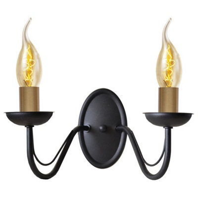 Luminosa Lighting Luminosa Malbo Candle Wall Lamp Black, Patina 32Cm