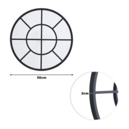 Living And Home Contemporary Round Metal Windowpane Wall Framed Mirror 50Cm Dia - thumbnail 2