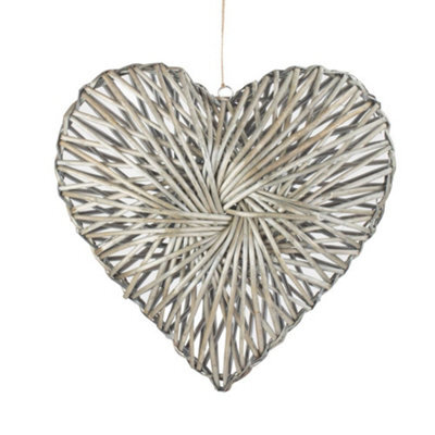 Red Hamper H183 Wicker Medium Heart Wreath Grey Wash Finish - image 1