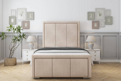 "Sloomy Lancaster Sand Naples Bed Frame With Mattress With 50"" Upholstered Headboard 6' Super King" - image 1