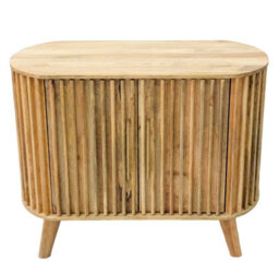 Buttercup Farm Slated 2 Door Small Sideboard - Mango Wood - L40 X W95 X H77 Cm - Mango Light Finish - Assembly Required - thumbnail 3