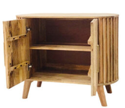 Buttercup Farm Slated 2 Door Small Sideboard - Mango Wood - L40 X W95 X H77 Cm - Mango Light Finish - Assembly Required - thumbnail 4