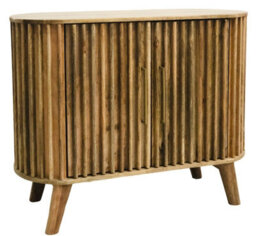 Buttercup Farm Slated 2 Door Small Sideboard - Mango Wood - L40 X W95 X H77 Cm - Mango Light Finish - Assembly Required - thumbnail 2