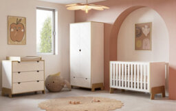 FurniComp LTD Furnicomp Elsie2 Door 1 Drawer Kids Wardrobe- Matt White & Hamilton Oak - thumbnail 9