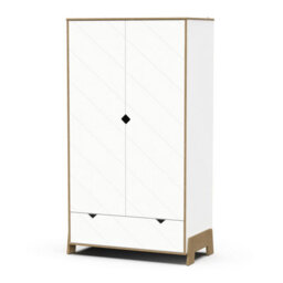 FurniComp LTD Furnicomp Elsie2 Door 1 Drawer Kids Wardrobe- Matt White & Hamilton Oak - thumbnail 5
