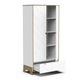 FurniComp LTD Furnicomp Elsie2 Door 1 Drawer Kids Wardrobe- Matt White & Hamilton Oak - thumbnail 3