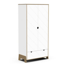 FurniComp LTD Furnicomp Elsie2 Door 1 Drawer Kids Wardrobe- Matt White & Hamilton Oak - thumbnail 2