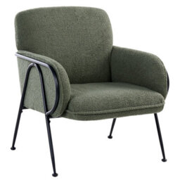 Wyld And Coco Century Modern Armchair - Green Boucle Upholstery With Slender Steel Frame - thumbnail 4
