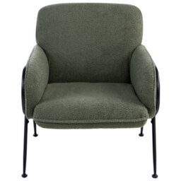 Wyld And Coco Century Modern Armchair - Green Boucle Upholstery With Slender Steel Frame - thumbnail 1