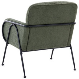 Wyld And Coco Century Modern Armchair - Green Boucle Upholstery With Slender Steel Frame - thumbnail 6