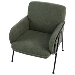 Wyld And Coco Century Modern Armchair - Green Boucle Upholstery With Slender Steel Frame - thumbnail 7