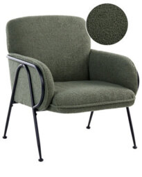 Wyld And Coco Century Modern Armchair - Green Boucle Upholstery With Slender Steel Frame - thumbnail 3