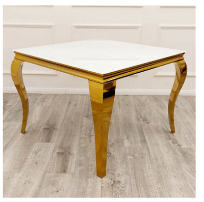 Stratus Interiors Gold Louis Dining Table With Gold Long Metal Legs - Doorstep Delivery Only No Assembly - 1.5 Mt - Gold - image 1