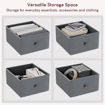 Grey & Black-4 Drawer Fabric Drawer Chest Modern Bedside Livingroom Office Furniture - image 1
