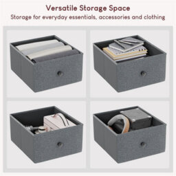 Grey & Black-4 Drawer Fabric Drawer Chest Modern Bedside Livingroom Office Furniture - thumbnail 1
