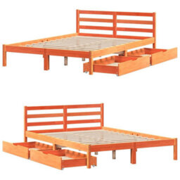 Berkfield Bed Frame Without Mattress Wax Brown 160X200 Cm Solid Wood Pine - thumbnail 9