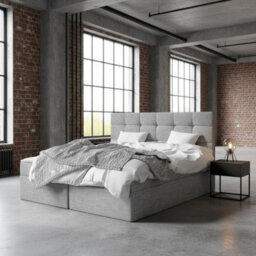 Luanda 180 And 200 Functional Bedroom Bed With Bonell Springs And Integrated Storage Light Grey - thumbnail 1
