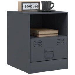 Berkfield Bedside Cabinet Anthracite 34.5X39X44 Cm Steel - thumbnail 4