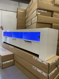 Furneo 200Cm White Long Tv Stand Unit Cabinet Matt & High Gloss Rgb (Multicoloured) Led Lights Phantom 10 - thumbnail 5