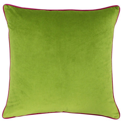 furn. Furn Meridian Velvet Piped Polyester Filled Cushion, Lime/hot Pink, 55 X 55Cm - image 1