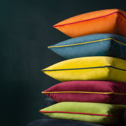 furn. Furn Meridian Velvet Piped Polyester Filled Cushion, Lime/hot Pink, 55 X 55Cm - thumbnail 4