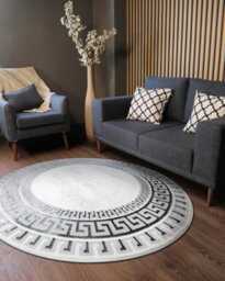 RugsX Carpet Allure 1960 Circle, Greek Key, Frame - Structural, Stylish, Glamour White Circle 200 Cm - thumbnail 5