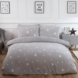 Ohs Star Teddy Duvet Cover Pillowcase Bedding Set, Grey - Single - thumbnail 5