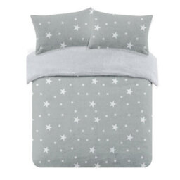 Ohs Star Teddy Duvet Cover Pillowcase Bedding Set, Grey - Single