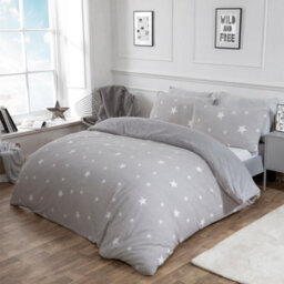 Ohs Star Teddy Duvet Cover Pillowcase Bedding Set, Grey - Single - thumbnail 3