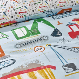 Catherine Lansfield Kids Digger Dreams Reversible Double Duvet Cover Set With Pillowcases Blue - thumbnail 4
