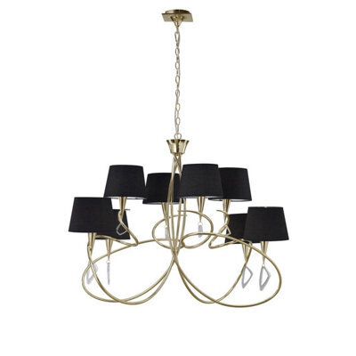 Luminosa Lighting Luminosa Mara Pendant 2 Tier 8 Light E14, French Gold Black Shades - image 1