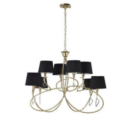 Luminosa Lighting Luminosa Mara Pendant 2 Tier 8 Light E14, French Gold Black Shades - thumbnail 1