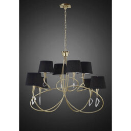 Luminosa Lighting Luminosa Mara Pendant 2 Tier 8 Light E14, French Gold Black Shades - thumbnail 2