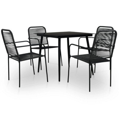 Berkfield 5 Piece Garden Dining Set Cotton Rope And Steel Black - image 1