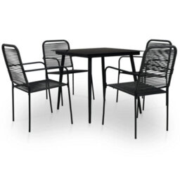 Berkfield 5 Piece Garden Dining Set Cotton Rope And Steel Black