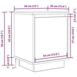 Vidaxl Bedside Cabinet With Led Lights Concrete Grey 38X34X50 Cm Bedside Cabinets - thumbnail 3