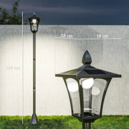 Outdoor 1.6M Garden Solar Light Post Lamp Ip44 Energy Efficient Optical, Black - thumbnail 2