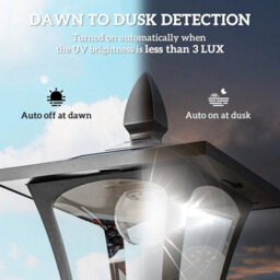 Outdoor 1.6M Garden Solar Light Post Lamp Ip44 Energy Efficient Optical, Black - thumbnail 6