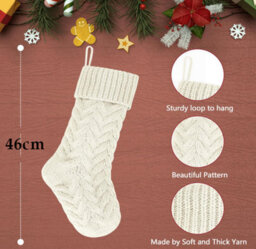 Amorly 3Pcs Cable Knit Xmas Stocking,red Green White Large Hanging Stocking Decor For Christmas Tree Home Holiday Party Decoration - thumbnail 5