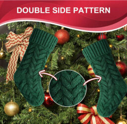Amorly 3Pcs Cable Knit Xmas Stocking,red Green White Large Hanging Stocking Decor For Christmas Tree Home Holiday Party Decoration - thumbnail 6